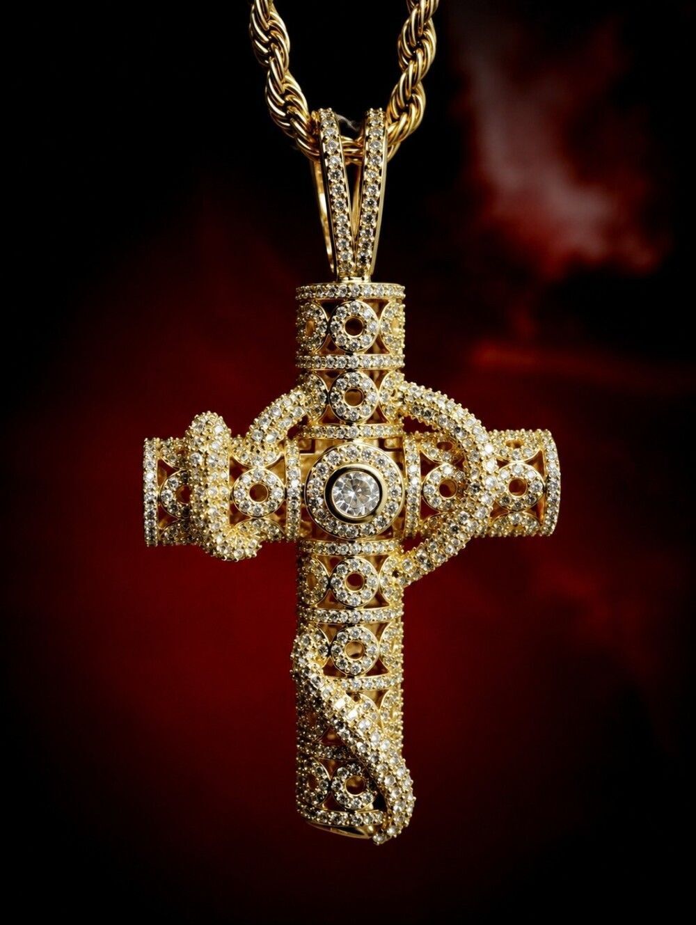 14k Gold Plated Designer Holy Cross Necklace